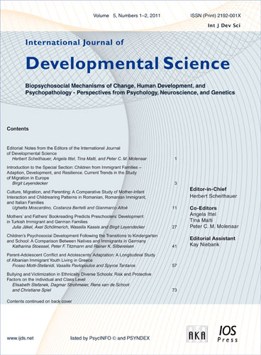 Cover of the "International Journal of Developmental Science".